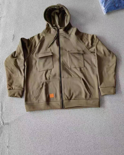 Men's Casual Solid Color Hooded Sweatshirt Jacket