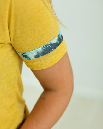 Cactus and Turquoise on Mustard Tee with Cowprint