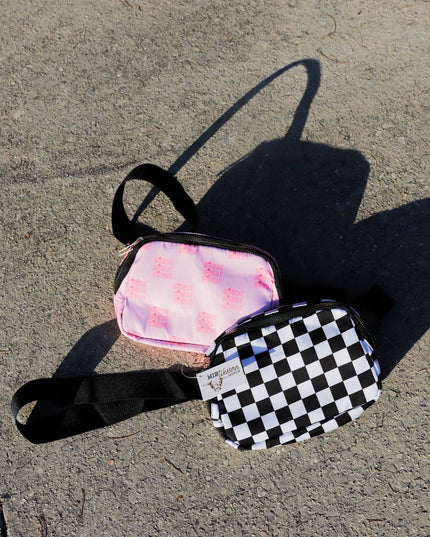 Black and White Check Crossbody Bag