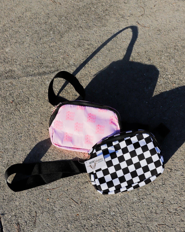 Black and White Check Crossbody Bag