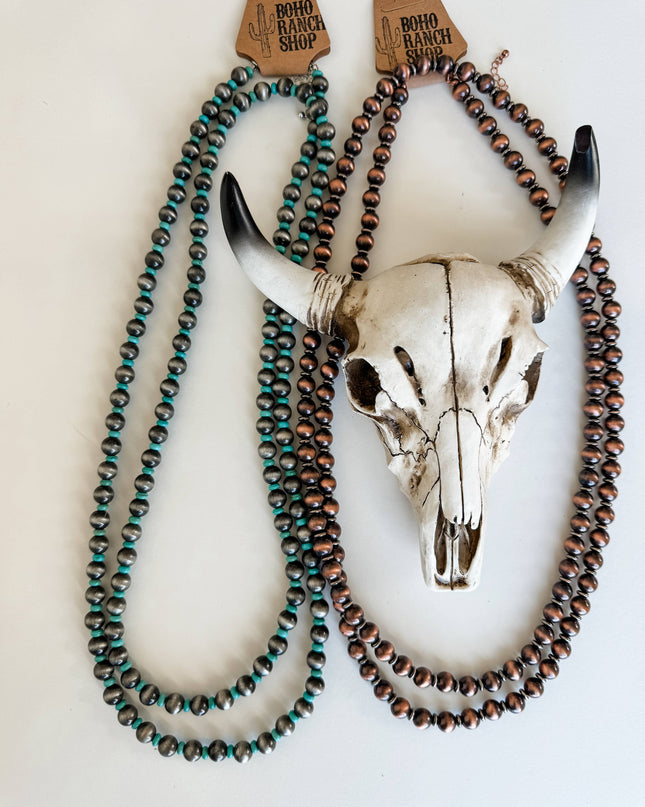 60″ Western Navajo Style Pearl Necklace