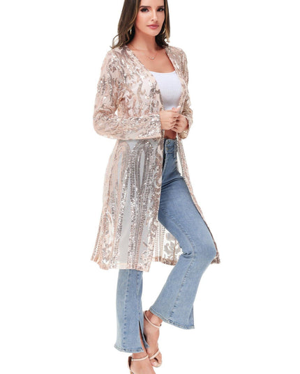 Women's Sparkly Sequin Cardigan Long Sleeve Open Front