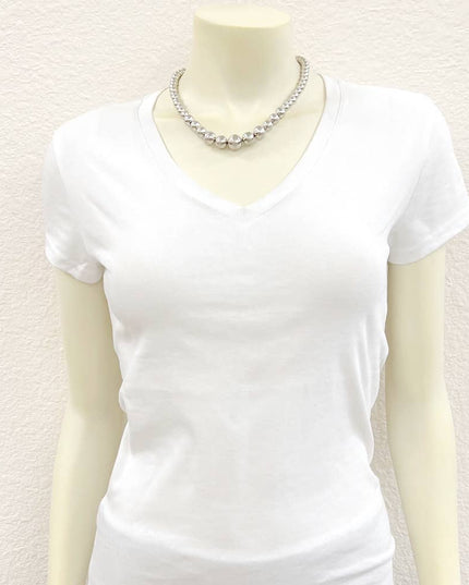 739284, 16" Handmade Silver Navajo Bead Necklace