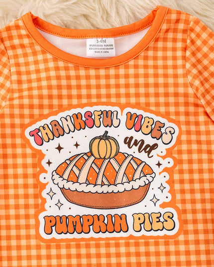 Orange gingham pie printed baby bodysuit. RPG62330 AMY