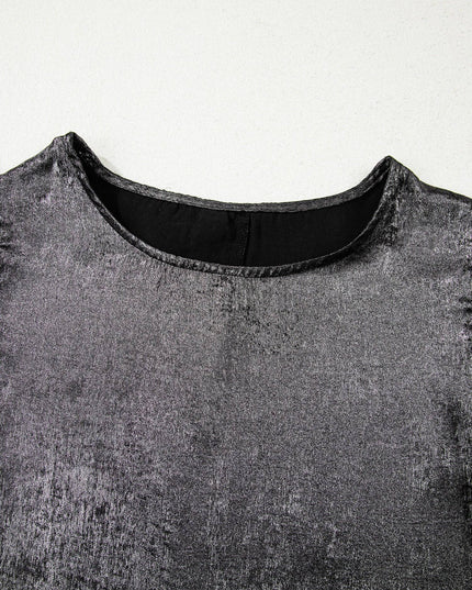 Silver Metallic Ruffle Shoulder Sleeveless Party Top