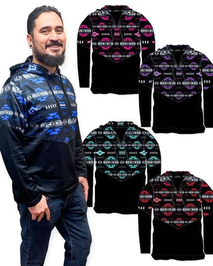 Medium Turquiose Traditional Southwest Hoodie Pullovers!