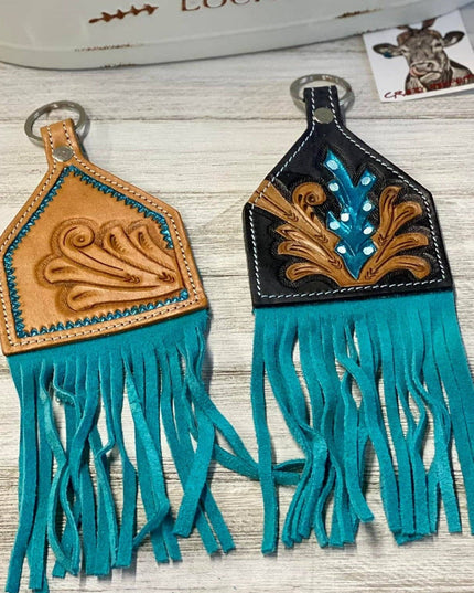 Tooled Leather Keychain-Large