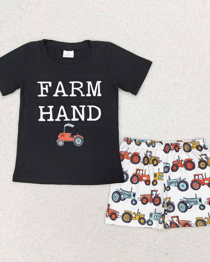 Baby Boys Farm Hand Short Sleeve Shirt Tractors Shorts Clothes Sets