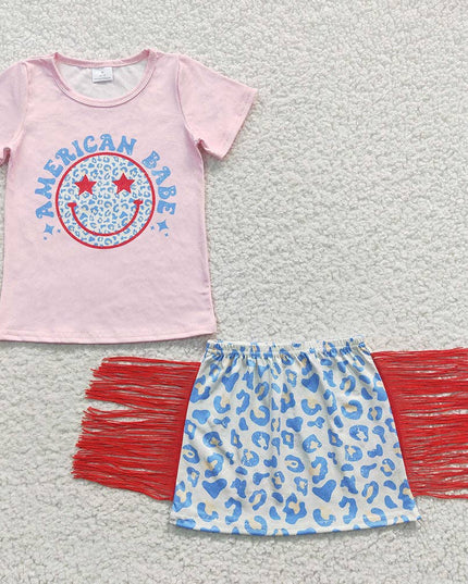 Sibling Baby Girls Western Top Tassel Skirts Outfits Sets