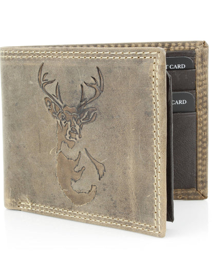 Men’s Bi-Fold Wallet with Deer Antler Emboss ABMWVT 03