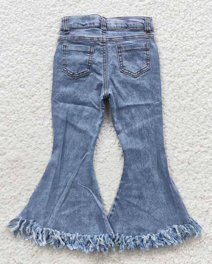 Baby Girls Light Blue Tassel Denim Bell Pants