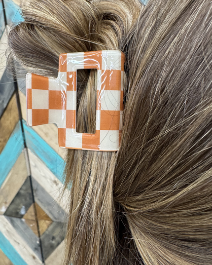 Mini Checked Funky Orange Clip
