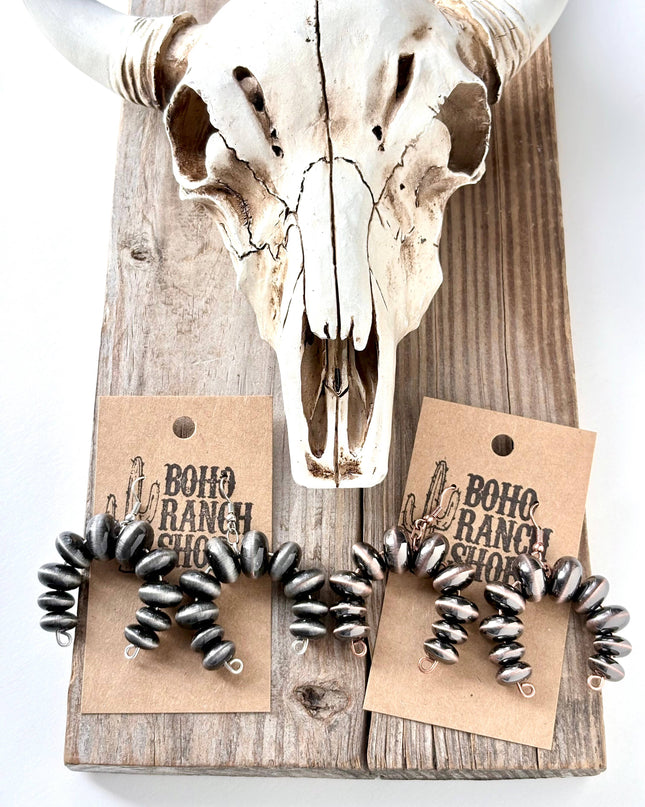 Western Style Flat Navajo Pearl Drop Dangle Earrings