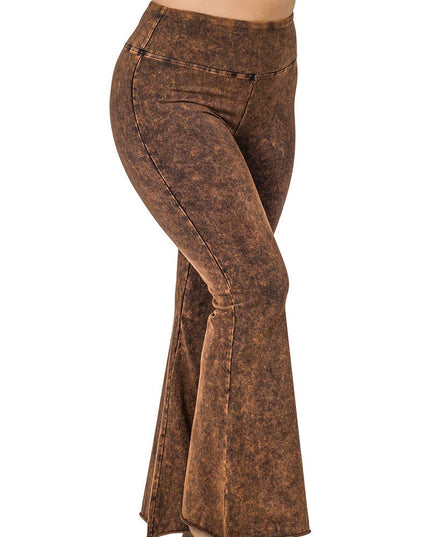 PLUS SIZE MINERAL WASHED HIGH WAIST RAW EDGE HEM PANTS