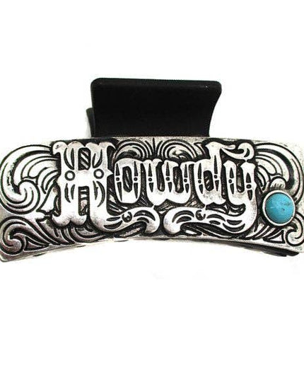 Western Turquoise Stone Howdy Metal Hair Claw