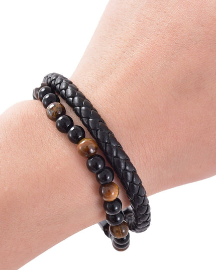 Lava Bracelet | Men's Natural Stone Leather Bracelet