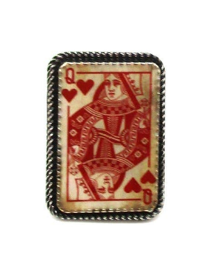 Western Vintage Heart Queen Card Cuff Ring