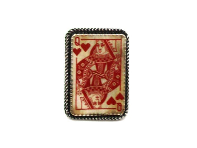 Western Vintage Heart Queen Card Cuff Ring