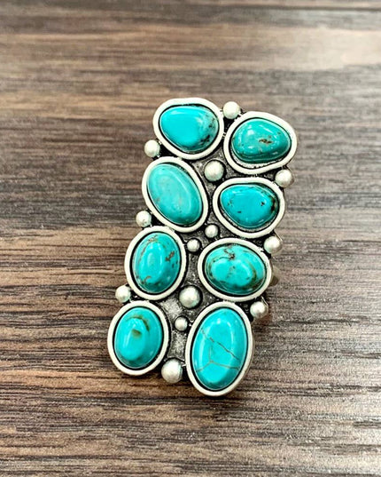750340, Turquoise, Brass Adjustable Ring
