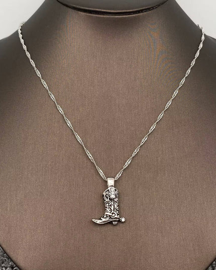 Vintage Western Cowboy & Cowgirl Boots Pendant Necklace - WJ