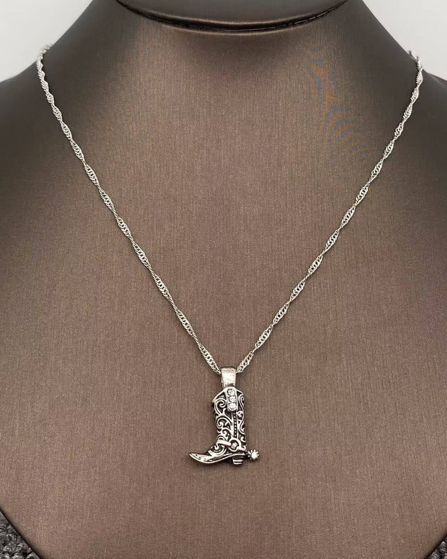 Vintage Western Cowboy & Cowgirl Boots Pendant Necklace - WJ