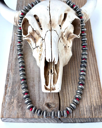 Western Style Flat Navajo Pearl & Stone Beaded Necklace