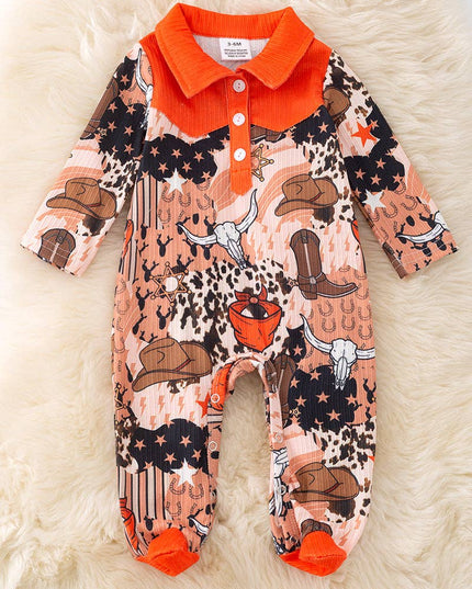 Boys western printed baby romper. RPB50619 Sol