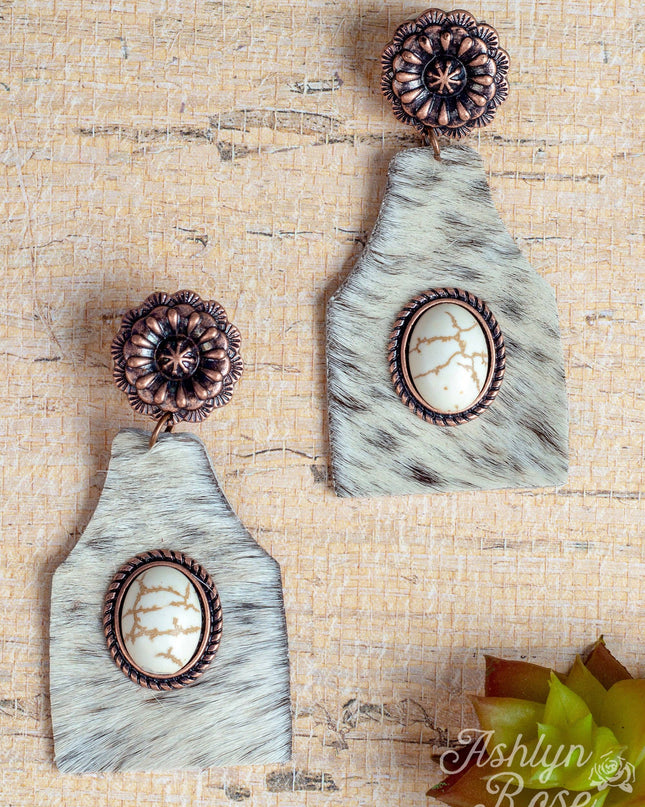 Tavern Lovin' Fur Earrings with Cream Stone