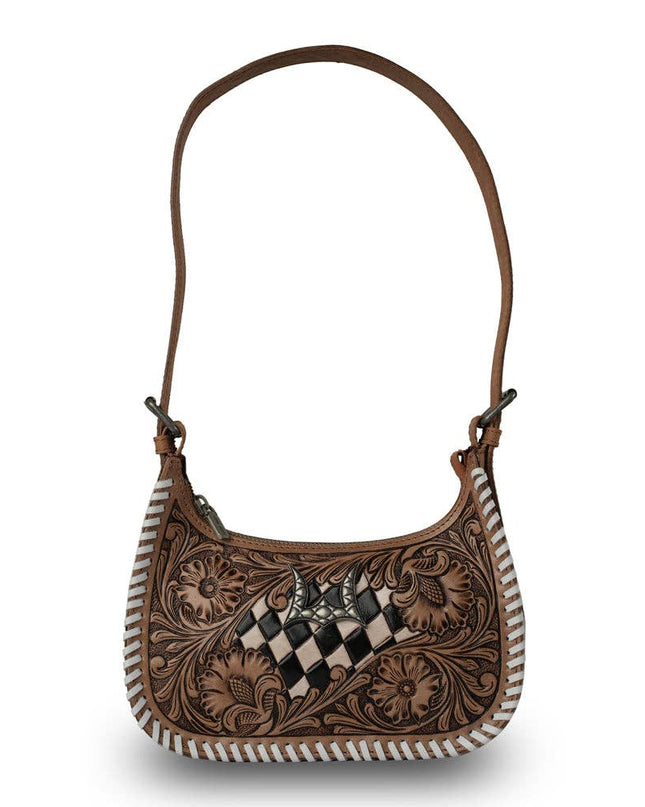 HANDTOOLED DANNIA MEDIUM PURSE CHECKERED EDITION