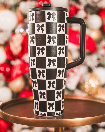 Bow Chic Checkered Sleek Tumbler
