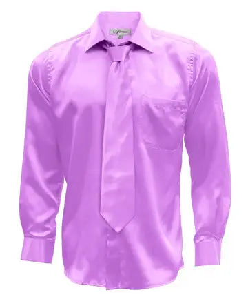 Ferrecci - Men's Regular Fit Satin Shirt, Tie & Hanky Set