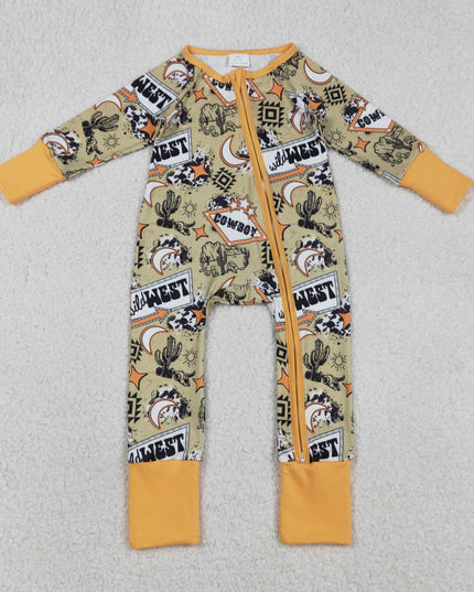 Baby Boys Aztec Cactus Wild West Western Two Way Zip Convertible Rompers