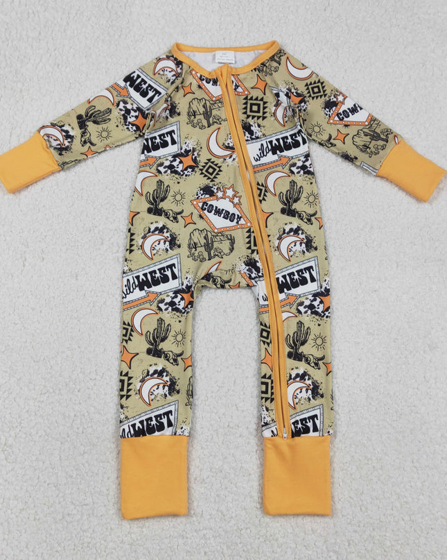 Baby Boys Aztec Cactus Wild West Western Two Way Zip Convertible Rompers
