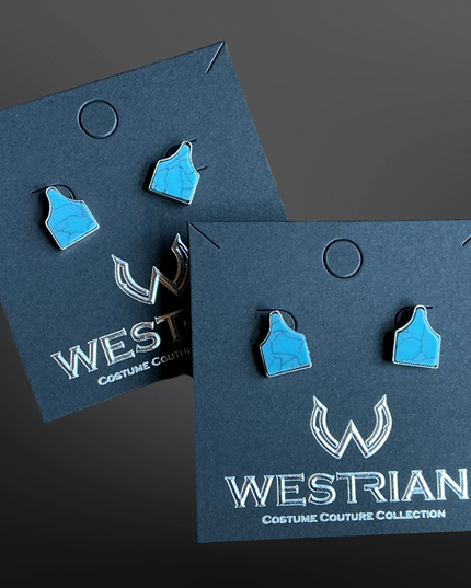 Faux Turquoise Cow Tag Earrings