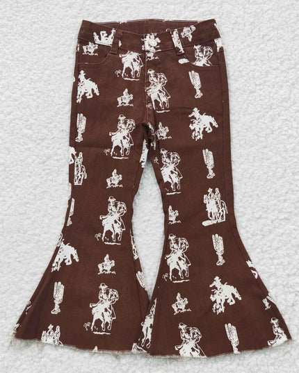 Sibling Baby Girls Western Cowgirls Bell Flare Denim Pants