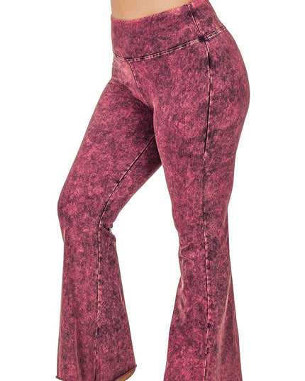 PLUS SIZE MINERAL WASHED HIGH WAIST RAW EDGE HEM PANTS