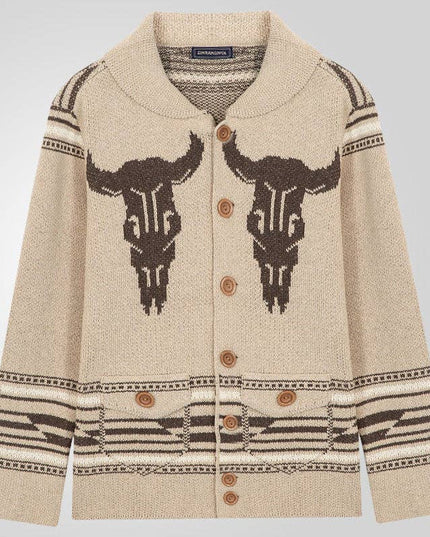 Men's Jacquard Knit Cardigan Jacket Casual Outerwear