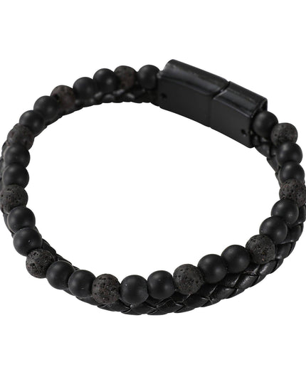 Lava Bracelet | Men's Natural Stone Leather Bracelet