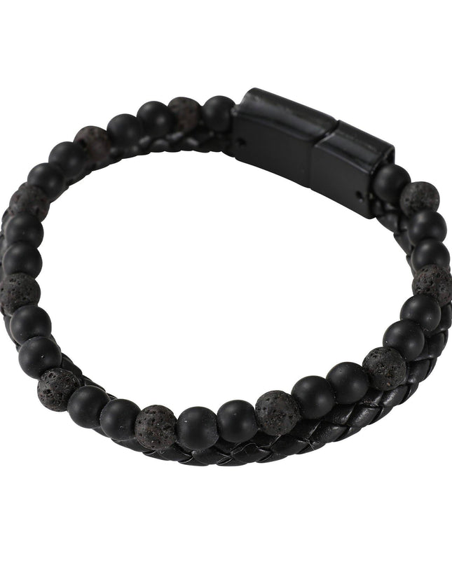 Lava Bracelet | Men's Natural Stone Leather Bracelet