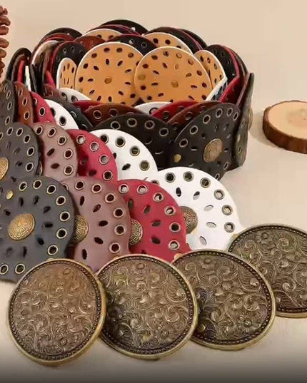 Studded Oval Disc Snap Y Shape Punk Belt | 40BT658