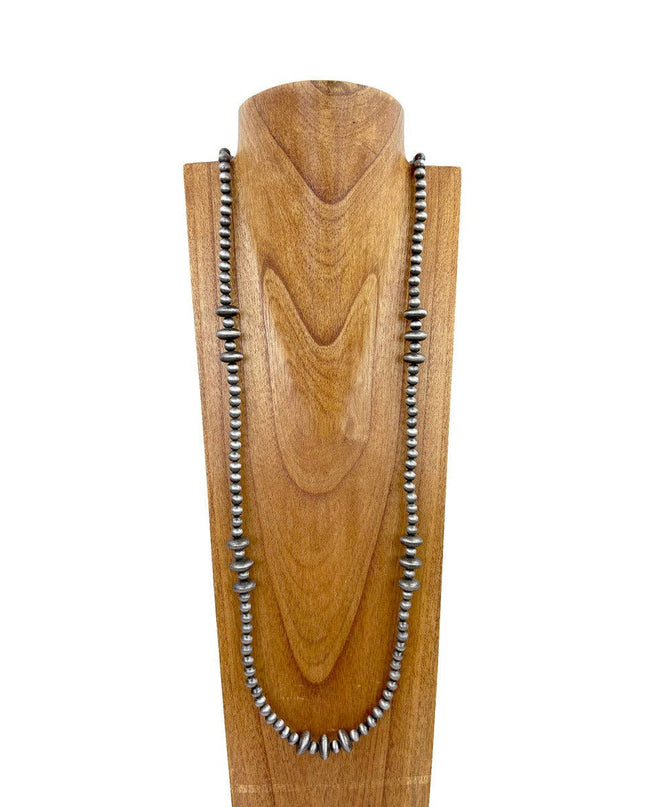 NKS230603-69-SILVER      60 Inches 8mm silver Navajo pearl bead Necklace