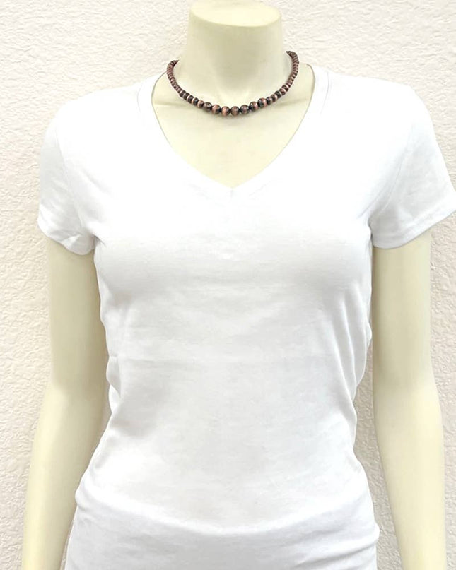 737595, 16" Handmade Copper Navajo Bead Necklace