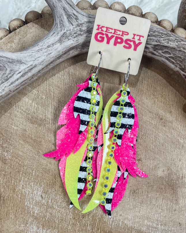 Neon Feather Earrings