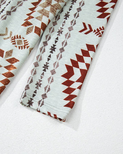 Brown Western Aztec Printed Open Front Long Cardigan