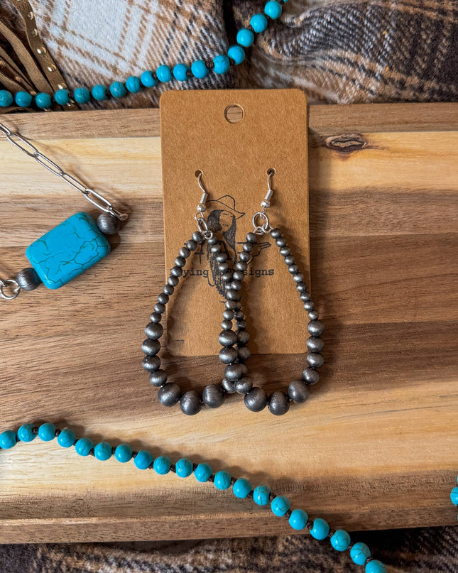 Western Accessory Faux Navajo Pearl Teardrop Earrings