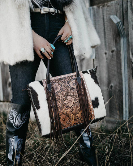 The Clementine cowhide leather tooled tote