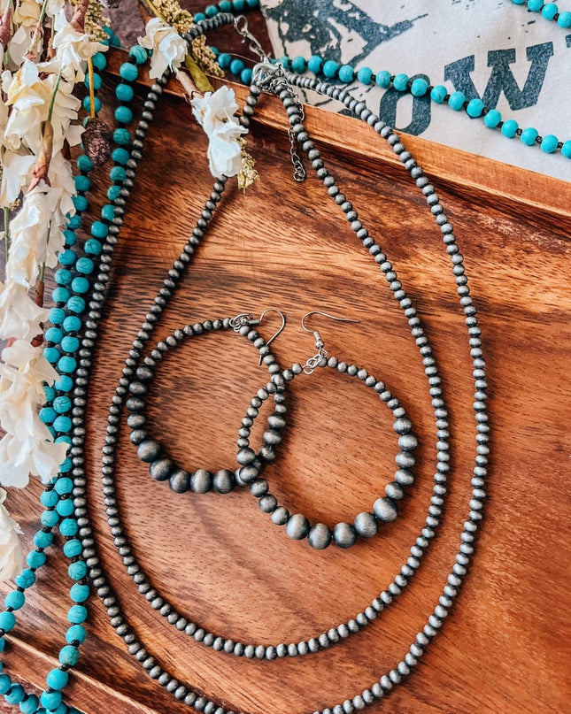 Western Accessory Faux Navajo Pearl Hoop Earrings