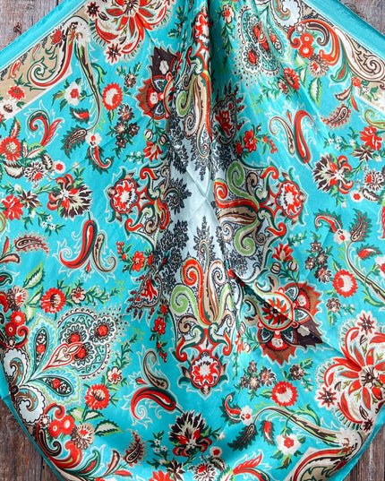 35X35" Turquoise That So 70's Paisley Wild Rag / Scarf WR230