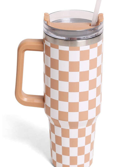 Checkered 40oz Handle Tumbler
