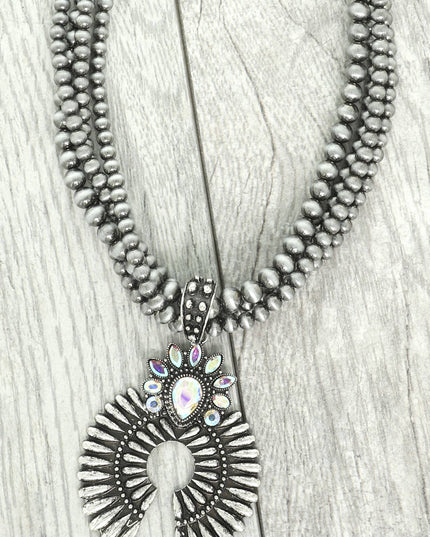 Western Multi-Layer Crystal Embellished Pendant Necklace